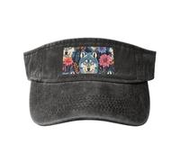 NBAGHPQ Gorras de béisbol lavadas ajustables con estampado de lobos coloridos para hombres y mujeres, gorra casual clásica de moda, Negro, Talla única