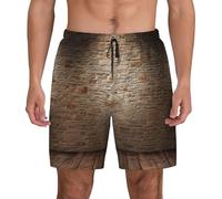 NBAGHPQ Lights Hit The Brick Wall Print - Pantalones cortos de natación para hombre, pantalones cortos de playa, surf, gimnasio, actividades al aire libre, vacaciones de verano, Negro, 3XL