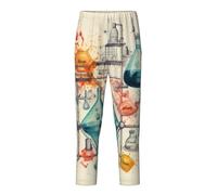 NBAGHPQ Pantalones de pijama suaves con estampado de química, para relajación, para el hogar, para mujeres y hombres, fiestas temáticas, Negro, L(14-16)