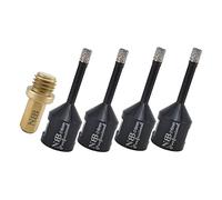 NBB Broca de diamante con M14, corona diamante para taladrar en seco y en húmedo profesionalmente en porcelana,cerámica,baldosas,granito,mármol,azulejo,para Amoladora Angular(6mm x4pcs +1pc Adaptador)