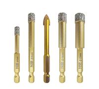 NBB Brocas de diamante con vástago hexagonal E6.3mm, corona diamante para taladrar en seco en porcelana, cerámica, baldosas, granito, azulejo, meyor en húmedo (4, 6/8/10/12mm + 1pc Broca de Carburo)