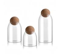 NBBENG Tarro con tapa de corcho hermética, tarro transparente para caramelos, frascos de almacenamiento de alimentos con sello de corcho de madera redondo para especias, azúcar, café, galletas,