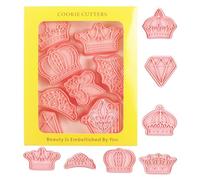 Nbbwwu Juego de cortadores de galletas con corona, sellos para cortadores de galletas | Cortador de galletas con forma de corona de princesa, moldes para galletas con sello - 8 Uds. Moldes para