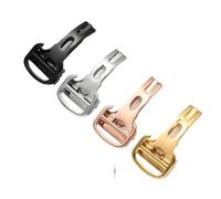 NBCNZCTSAS 12 14 16 mm 18 mm 20 mm Hebilla plegable de acero inoxidable apta for correa de cuero Hebilla apta for mujeres Accesorios de cierre de reloj de cinturón universal for hombres(Gold,14mm)