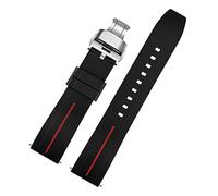 NBCNZCTSAS 20 mm de 22 mm Silicone Watch Band Mujeres Mujeres Pulsera de goma impermeable Pulsera de goma Hebilla Ajuste for un ajuste de tejido for midto for correa citize(Black Red 03,22mm)