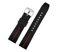 NBCNZCTSAS 20 mm de 22 mm Silicone Watch Band Mujeres Mujeres Pulsera de goma impermeable Pulsera de goma Hebilla Ajuste for un ajuste de tejido for midto for correa citize(Black Red 01,20mm)