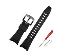 NBCNZCTSAS Ajuste for Casio Fit for reloj PROTREK PRG-110Y PRG-110C PRW-1300Y PRW-1500Y PRG-130Y Correa deportiva de resina Accesorios de correa de reloj de silicona de 26 mm(Black-black)