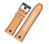 NBCNZCTSAS Ajuste for correa de reloj diésel DZ7413 DZ4318 DZ4343 DZ4323 DZ4476 correa marrón Retro de cuero Vintage accesorios for hombres 24mm 26mm 28m(Light brown black,26mm)