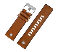 NBCNZCTSAS Ajuste for correa de reloj diésel DZ7413 DZ4318 DZ4343 DZ4323 DZ4476 correa marrón Retro de cuero Vintage accesorios for hombres 24mm 26mm 28m(001 brown Silver,28mm)