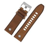 NBCNZCTSAS Ajuste for correa de reloj diésel DZ7413 DZ4318 DZ4343 DZ4323 DZ4476 correa marrón Retro de cuero Vintage accesorios for hombres 24mm 26mm 28m(15 Brown silver,28mm)