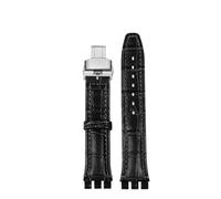 NBCNZCTSAS Ajuste for Swatch YCS YAS YGS Series correa de reloj 17mm 19mm correa de cuero for mujeres y hombres correa de reloj accesorios de pulsera(A black Folding,17mm Black)