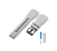 NBCNZCTSAS Apto for correas de reloj de silicona transpirables y respetuosas for la piel de la serie Bell Ross BR01 BR03 for buena textura de 24mm(Gray-BK-K3,24mm)
