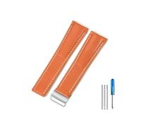 NBCNZCTSAS Apto for pilotos de la serie Breitling, apto for Vengadores italianos, apto for sincronización aérea, apto for cultura oceánica, apto for correa de cuero de 22/24 mm(Orange(PW)-Steel-Z16,24