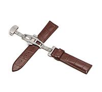 NBCNZCTSAS Bandas de cuero Reloj de 20 mm Straputterfly Band de hebilla Correa de hebilla de acero adecuado for Samsung Fit For Galaxy Watch Gear S3 Fit For Frontier(Brown silver 1,20mm)