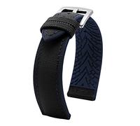 NBCNZCTSAS Cabina de la banda de reloj de lienzo de nylon for Omeg-A Sele Sea Fit for Master AT150 20 mm de 22 mm de 24 mm Pulsera de reemplazo de reloj for cincuenta brazas(Black-blue9,22mm)