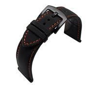 NBCNZCTSAS Cabina de la banda de reloj de lienzo de nylon for Omeg-A Sele Sea Fit for Master AT150 20 mm de 22 mm de 24 mm Pulsera de reemplazo de reloj for cincuenta brazas(Black-orangeline4,24mm)