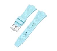 NBCNZCTSAS Correa convexa for reloj Tissot PRX Series T137.407/T137.410 Super Player, correa de silicona de goma de liberación rápida for hombre, 12mm x 26mm(Light blue Silver)