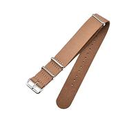 NBCNZCTSAS Correa de banda de reloj de cuero adecuada for OTAN Mira la correa adecuada for ZULÚ Accesorios de reloj de hebilla negra 18 mm 20 mm 22 mm 24 mm(Brown-silver buckle,18mm)