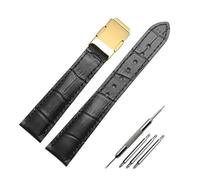 NBCNZCTSAS Correa de cuero blanca y roja de 16mm y 18mm compatible for Casio SHEEN series 5010 5020, correa de reloj hecha a mano resistente al agua, correa de muñeca de repuesto(Black gold buckle,16m