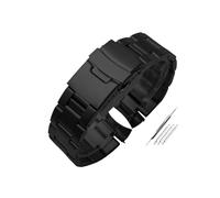 NBCNZCTSAS Correa de reloj Arc Mouth apta for correa de reloj Casio MDV-106 MDV-107 MDV-106D MTP-VD01 correa de Metal de acero inoxidable for hombres pulsera negra de 22mm(Three beads Black)