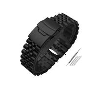 NBCNZCTSAS Correa de reloj Arc Mouth apta for correa de reloj Casio MDV-106 MDV-107 MDV-106D MTP-VD01 correa de Metal de acero inoxidable for hombres pulsera negra de 22mm(Five beads Black)