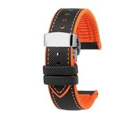 NBCNZCTSAS Correa de reloj Citizen Blue Angel de segunda generación AT8020 JY8078, correa de reloj de caucho fluorado de nailon y fibra de carbono de 22mm y 23mm(Orange Line silver,22mm)
