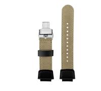 NBCNZCTSAS Correa de reloj convexa de 16m y 18mm for hombre casio, AQ-S810W, AEQ-110W, MCW-200, deportiva, transpirable, de lona y nailon, correa de silicona de resina(Khaki silver Folding,For AQ-S810