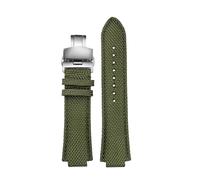 NBCNZCTSAS Correa de reloj convexa for hombre, correa de cuero y nailon, EFB-680, ECB-10PB/DP/YD/HR, GST-B400, 26x14mm, 26x12mm, compatible for Casio Edifice(Army green Folding,26.14mm)