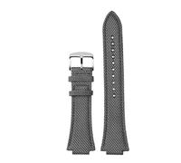 NBCNZCTSAS Correa de reloj convexa for hombre, correa de cuero y nailon, EFB-680, ECB-10PB/DP/YD/HR, GST-B400, 26x14mm, 26x12mm, compatible for Casio Edifice(Grey silver Pin,26.14mm)