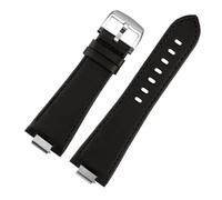 NBCNZCTSAS Correa de reloj de cuero for extremo convexo 1853, apta for la serie Tissot PRX, correa T137.407 T137.410, pulsera for hombre, pulsera for correa for muñeca, 26x12mm(B black silver)