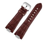 NBCNZCTSAS Correa de reloj de cuero for extremo convexo 1853, apta for la serie Tissot PRX, correa T137.407 T137.410, pulsera for hombre, pulsera for correa for muñeca, 26x12mm(A brown silver)