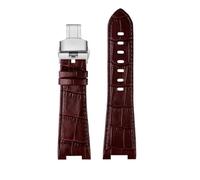 NBCNZCTSAS Correa de reloj de cuero for extremo convexo 1853, apta for la serie Tissot PRX, correa T137.407 T137.410, pulsera for hombre, pulsera for correa for muñeca, 26x12mm(A brown Folding)