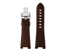 NBCNZCTSAS Correa de reloj de cuero for extremo convexo 1853, apta for la serie Tissot PRX, correa T137.407 T137.410, pulsera for hombre, pulsera for correa for muñeca, 26x12mm(B brown Folding)