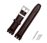 NBCNZCTSAS Correa de reloj de cuero resistente al agua de 17 mm y 19 mm, color negro, marrón y blanco for cierre apto for Swatch Wathcband(A Brown,19mm black buckle)