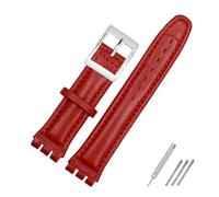 NBCNZCTSAS Correa de reloj de cuero resistente al agua de 17 mm y 19 mm, color negro, marrón y blanco for cierre apto for Swatch Wathcband(A Red,19mm black buckle)