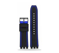 NBCNZCTSAS Correa de reloj de goma de silicona 21mm deportes negro naranja azul rojo naranja Gary Lines correa de reloj for hombre apta for Swatch YVS400 YVS451 YVB404(Black blue-B pin,19mm)