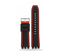 NBCNZCTSAS Correa de reloj de goma de silicona 21mm deportes negro naranja azul rojo naranja Gary Lines correa de reloj for hombre apta for Swatch YVS400 YVS451 YVB404(Black red-S pin,21mm)