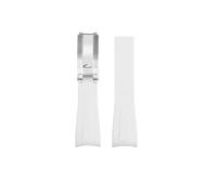 NBCNZCTSAS Correa de reloj de goma de silicona for Rolex Fit for Daytona Fit for Submariner Yacht Master 20 mm Color sólido Negro Azul Rojo Verde Blanco Marrón Correa de reloj(White-silver)