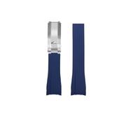 NBCNZCTSAS Correa de reloj de goma de silicona for Rolex Fit for Daytona Fit for Submariner Yacht Master 20 mm Color sólido Negro Azul Rojo Verde Blanco Marrón Correa de reloj(Dark blue-silver)