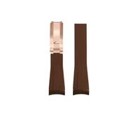 NBCNZCTSAS Correa de reloj de goma de silicona for Rolex Fit for Daytona Fit for Submariner Yacht Master 20 mm Color sólido Negro Azul Rojo Verde Blanco Marrón Correa de reloj(Brown-rose gold)