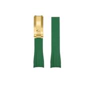 NBCNZCTSAS Correa de reloj de goma de silicona for Rolex Fit for Daytona Fit for Submariner Yacht Master 20 mm Color sólido Negro Azul Rojo Verde Blanco Marrón Correa de reloj(Green-gold)