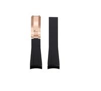 NBCNZCTSAS Correa de reloj de goma de silicona for Rolex Fit for Daytona Fit for Submariner Yacht Master 20 mm Color sólido Negro Azul Rojo Verde Blanco Marrón Correa de reloj(Black-rose gold)