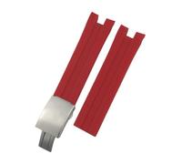NBCNZCTSAS Correa de reloj de goma de silicona Natural de 21mm apta for Tissot 1853 T076417 Correa de reloj deportivo suave rojo negro naranja(Red-Silver,21MM_NO CLASP)