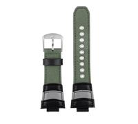 NBCNZCTSAS Correa de reloj de lona for hombre, correa de nailon convexa de 14MM y 16MM, deportiva, transpirable, resistente al agua, compatible for CASIO GST-B400 GST-B200 GA2100(Army green steel,16mm