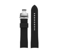NBCNZCTSAS Correa de reloj de silicona curvada for C-asio EFR-303 ECB900 Fit for Citizen Fit for Longines Fit for Mido Correa de reloj de goma 20 mm 22 mm Accesorios impermeables(Black-silver-B,20mm)