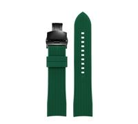 NBCNZCTSAS Correa de reloj de silicona curvada for C-asio EFR-303 ECB900 Fit for Citizen Fit for Longines Fit for Mido Correa de reloj de goma 20 mm 22 mm Accesorios impermeables(Green-black-B,22mm)