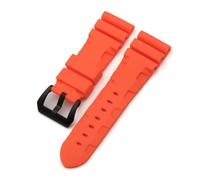 NBCNZCTSAS Correa de reloj de silicona de goma natural, 22mm, 24mm, 26mm, apta for Panerai, compatible for Luminor PAM441, negro, azul, naranja, herramientas for correa de reloj deportivo(Orange-black