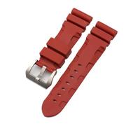 NBCNZCTSAS Correa de reloj de silicona de goma natural, 22mm, 24mm, 26mm, apta for Panerai, compatible for Luminor PAM441, negro, azul, naranja, herramientas for correa de reloj deportivo(Red-silver,2