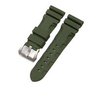 NBCNZCTSAS Correa de reloj de silicona de goma natural, 22mm, 24mm, 26mm, apta for Panerai, compatible for Luminor PAM441, negro, azul, naranja, herramientas for correa de reloj deportivo(Green-silver