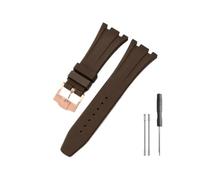 NBCNZCTSAS Correa de reloj de silicona y caucho compatible for Ap Royal Oak 15400/26331/15500 en correas de reloj naranja, verde y azul de 27mm(Brown-Rose-K13)